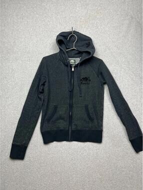 Roots Hoodie Mens S  Black Pepper Organic Original Zip Sweater Unisex